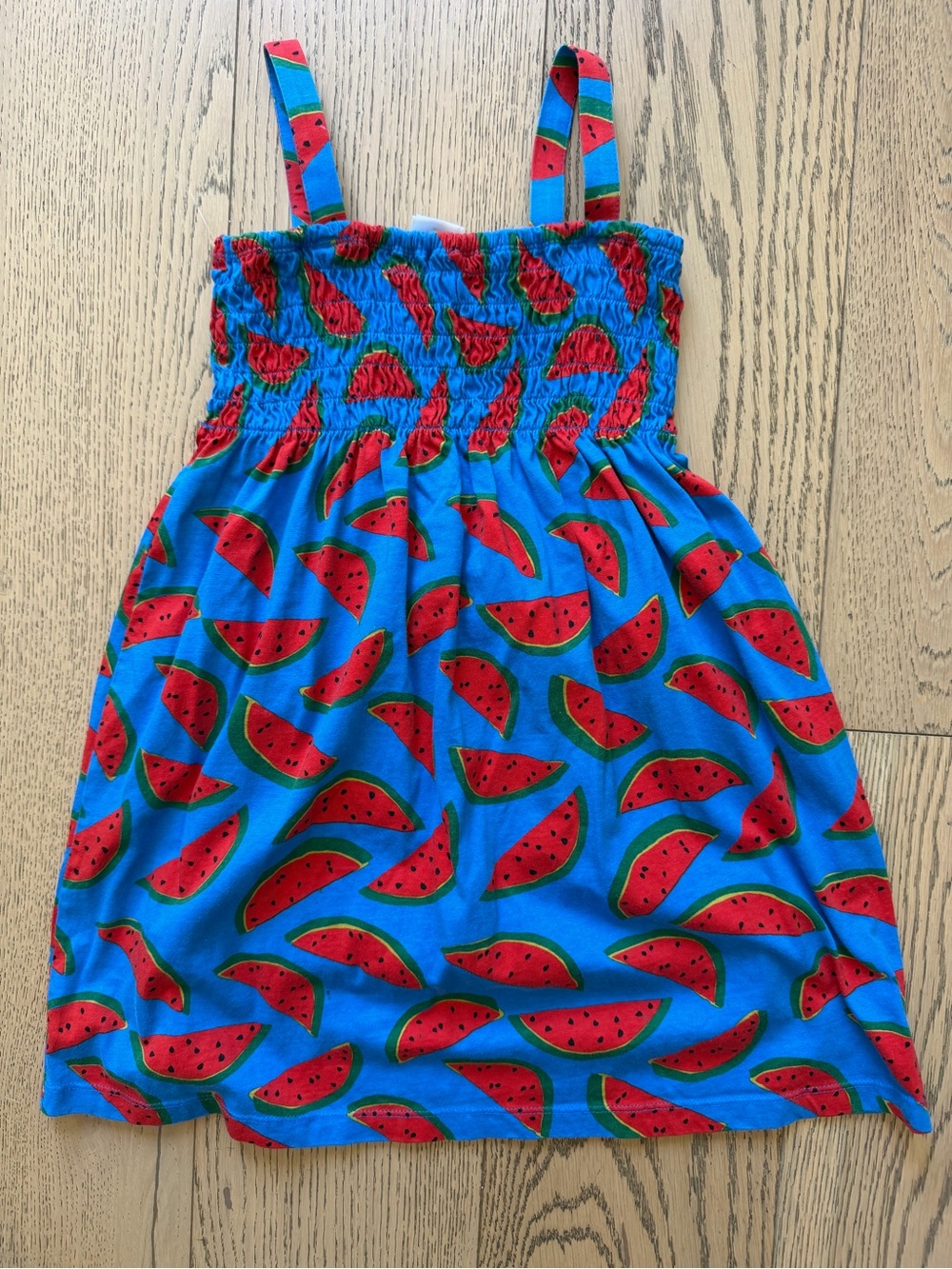 Hanna Andersson Girls Sleeveless Dress w/ Watermelon Print & Smocked Top Size 8